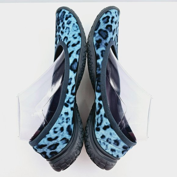 LISSOM Flytes 11.5 Ballet Flats Blue Leopard Print Navy Soles Slip On Comfort - Picture 7 of 15